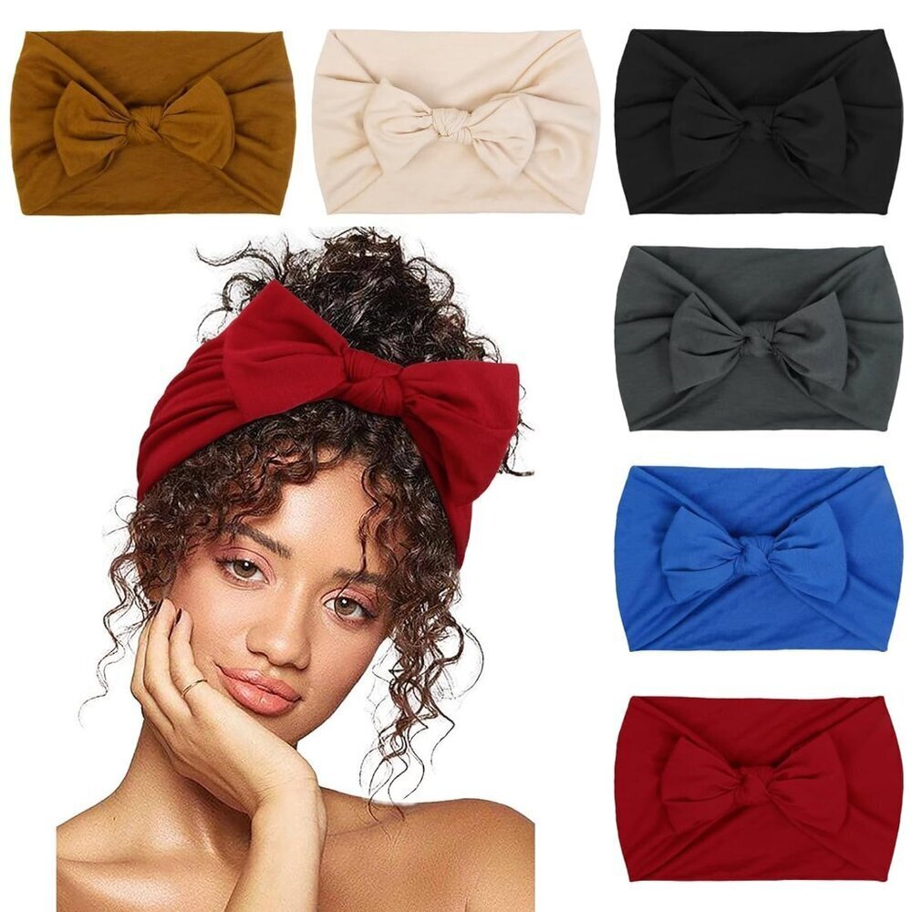 Women Headbands 6 Pack Polyester Wide Knotted Fashion Hair Accessories